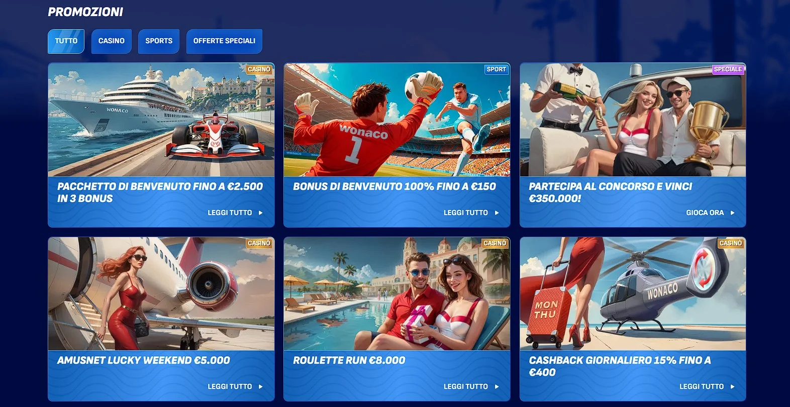 Promozioni e bonus del casinò Wonaco per i giocatori italiani